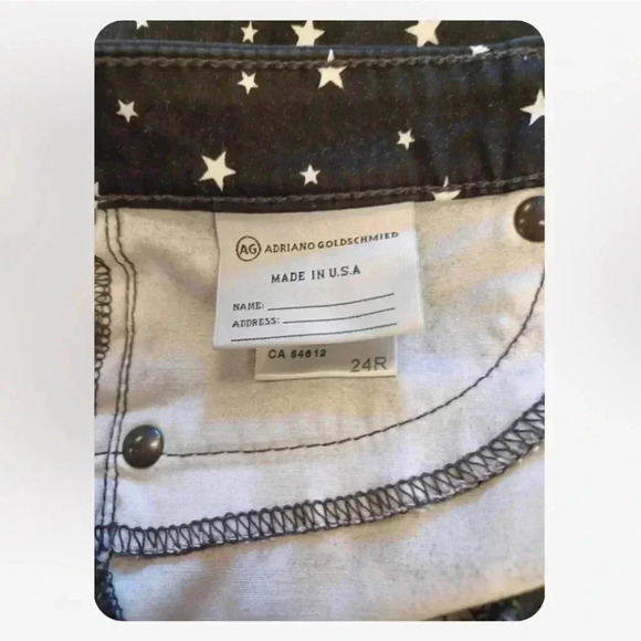 AG Star Printed Super  Skinny Legging Ankle Jeans Black White Stars Size 24R - Picture 12 of 13